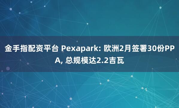 金手指配资平台 Pexapark: 欧洲2月签署30份PPA, 总规模达2.2吉瓦